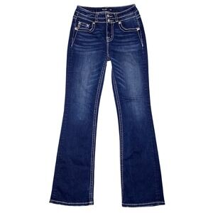 Miss Me‎ Longhorn Embellished High Rise Bootcut Jeans Womens 27 Dark Wash